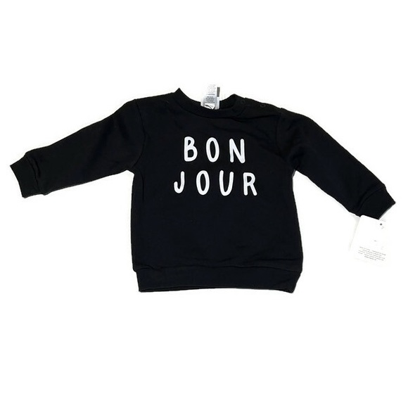 NWT Bonjour sweatshirt (size 6-12 months) and pattern track pants (6-12 months) - Picture 3 of 10